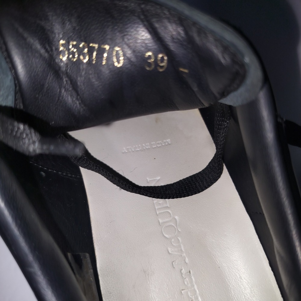 Alexander McQuee Oversized Sneakers Black Leather White Sole Womens Luxury Shoes - Picture 12 of 13